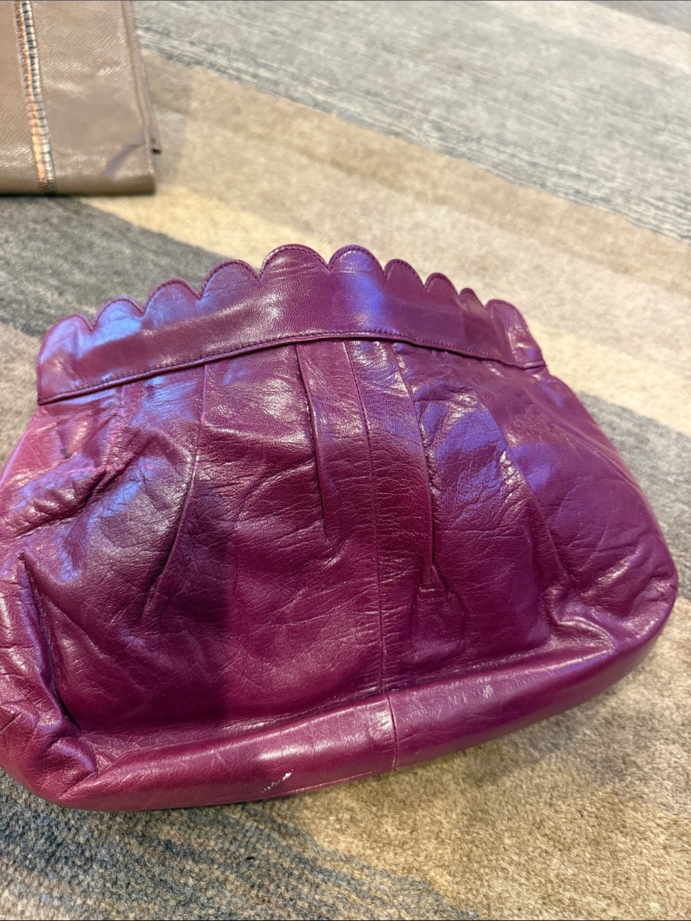Charles joudan Purple Scalloped Leather Clutch - Women
